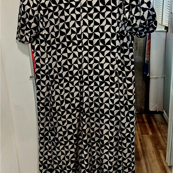 S Max Mara 100% Silk Geometric Print Midi Dress | US 10 IT 44 - Picture 3 of 8